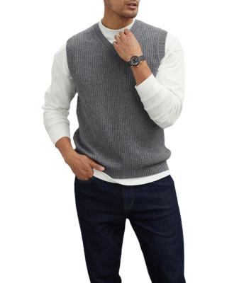 China wholesale Anti-wrinkle stain men's utility knit v neck sweater vest size custom LOGO printing men's vests for sale