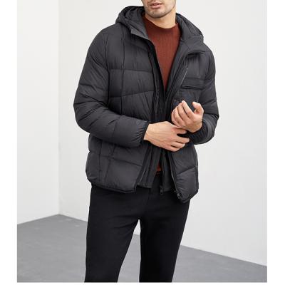 China Anti-wrinkle two ways to wear high-end white goose down lightweight outdoor men's hooded goose down jacket for sale