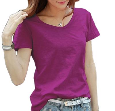 China 2021 hot sale women's casual anti-pilling T-shirt plus size solid color women's pure cotton T-shirt for sale