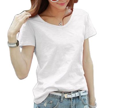 China Anti-pilling made in China high quality white women plus size pure cotton casual T-shirt can be customized for sale