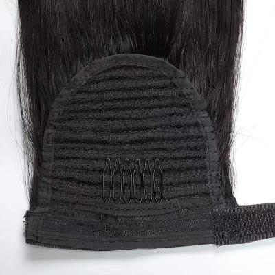 China 100% Virgin Human Hair Drawstring Ponytail Hair Extensions Raw Unprocessed Brazilian Virgin Human Hair Straight Wrap Around Ponytails for sale