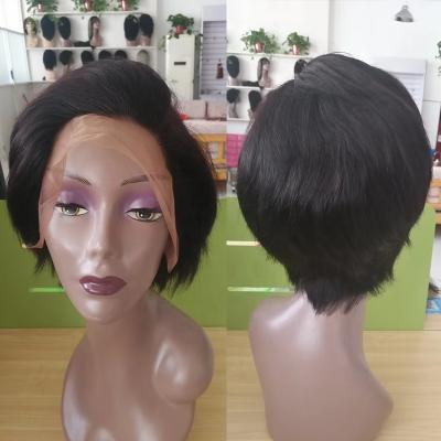 China Customized Lace Front Wig For Black Women Pre Plucked Brazilian Straight Hair Lace Front Wigs With Baby Hair Wigs 13x4 Short Haircuts Lace Up Hair Pixie Cut Wig WigHuman for sale