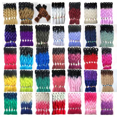 China Yaki Ombre Hair Two Tone Color High Temperature Jumbo Braids Hair Straight Braiding Extensions for sale