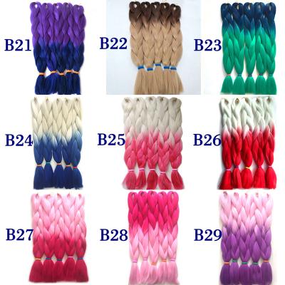 China Straight 100g Yaki Ombre Two Tone Jumbo Synthetic Braiding Hair 24 inch for sale