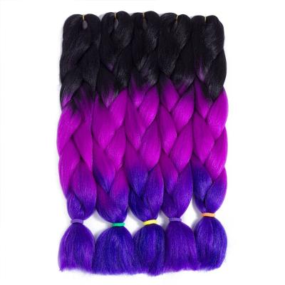 China Tone Color Ombre Braiding Hair Extensions 2 Yaki Straight Synthetic Braiding Hair Brown Dark Black Elephant Braid 24inch for sale