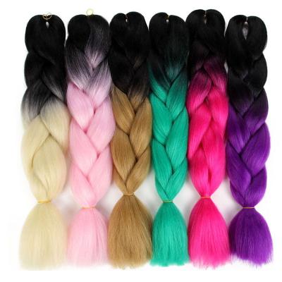 China Ombre Yaki Straight Synthetic Hair Color Braid Hair Synthetic Afro Hair Braiding Extensions 24 Inch 2 Tone For Women Twist Crochet Braids 100g for sale