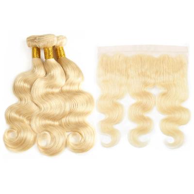 China Natural Body Wave 613 Blonde Bundles With Headband , Pure Color 613 Brazilian Virgin Hair Weaves Extension for sale