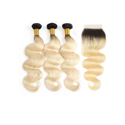 China Online Shopping Cheap Body Wave Hair Extension Brazilian 1B/613 Virgin Hair Bundles With 4x4 Lace Closure Free Shipping for sale