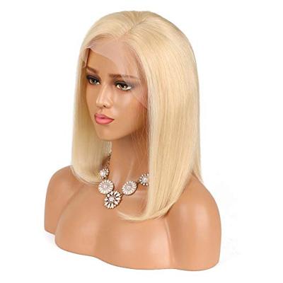 China Virgin Raw Wave 613 Bob Human Hair Wigs 4x4 Silky Straight Blonde Straight Lace Closure Cuticle Aligned Human Hair Wigs Natural Hairline Wigs For Black Women for sale