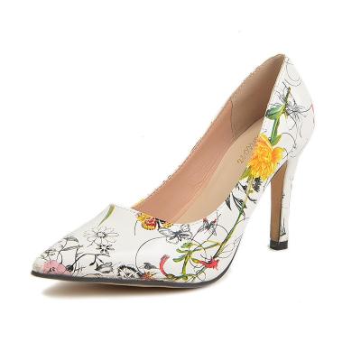 China Fashion trend ladies led high heels stiletto with cheongsam flower pattern high heels for sale