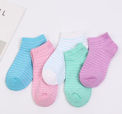 China 2021 Women's QUICK DRY running ankle short comfortable business striped adult girl loose knitting socks wholesale bamboo soft workmanship for sale