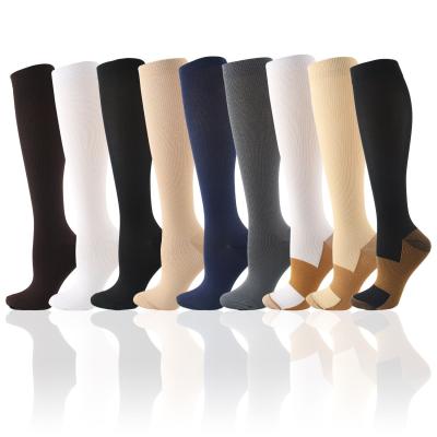 China 2021 Wholesale Stock/OEM QUICK DRY outdoor sports stretch high quality nylon copper ion compression socks men's sports elastic socks for sale