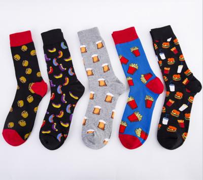 China QUICK DRY men fashion bulk customer logo making wholesale 100%cotton colorful pattern crew adult unisex knitting socks for sale