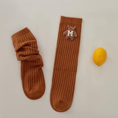 China 2021 Korean Autumn Winter cartoon bear baby socks breathable cute high knee high version knee socks Korean stacked socks for sale