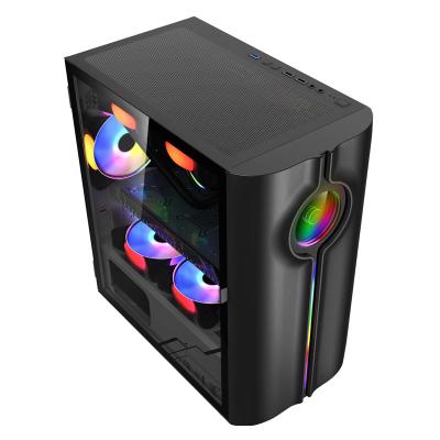 China RGB Rainbow Custom Diy Acrylic Game Glass Panel Anime Panel With Display Case Cpu Case PC Gaming PC Case Dustproof Glass Wrap lcd fan temperature for sale