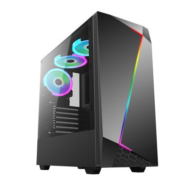 China With Side Panel Window Wholesale Custom Glass BTX Plexiglass With Fan Desk Led Case Mid Tower PC Gamer CPU Computer Case for sale