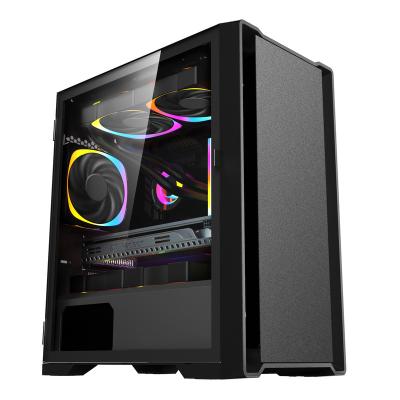 China RGB Rainbow Full Tower Glass Cool Panel Itx CPU ATX Cabinet Desk With Acrylic Crystal Display Rugged PC Gaming Computer Cooling Case liquids for sale