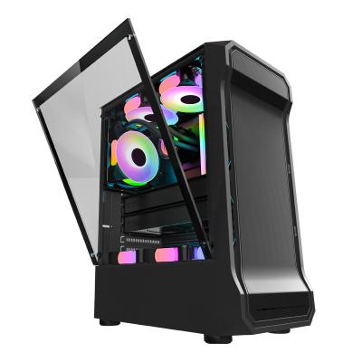 China With Side Panel Custom Window OEM Tempered Glass RGB Fan Chasis Gaming Case CPU PC Computer for sale