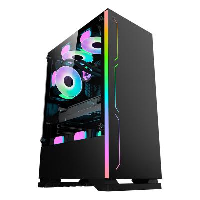 China With Side Panel New Stylish LED Window Light Strip Colortful Chasis PC Case Gamer Cabinet for sale