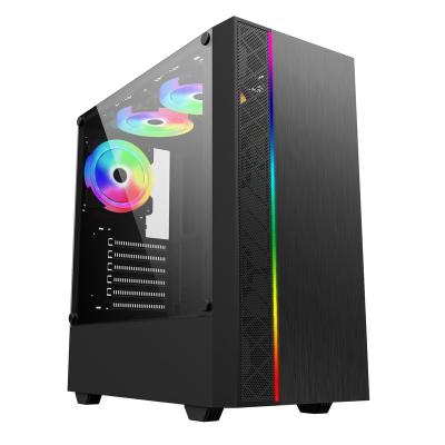 China RGB Rainbow Dustproof ABS Glass Rugged Tabletop Panel Computer Enclosing RGB PC Gamer Combos Cpu Chasis Gaming Case for sale