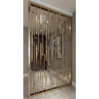 China Modern Wall Divider Decorate Unique Classic Steel Art Stainless Frame Technics Leaf OEM Gold Black Quantity Room Divider Metal Case for sale