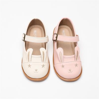 China Cushioning Girls' Autumn New Leather Shoes Baby Girl Cute Rabbit Embroidery Single Shoes Princess Shoes Children's Soft Sole Sandals for sale