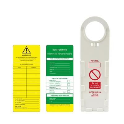 China Durable high quality custom plastic scaffolding tag with brackets, PVC tags scaffolding, safe scaffolding tag for sale