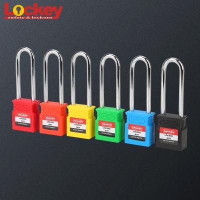 China Labor Safety Lockout Padlock 76mm Steel Shackle Plastic Body Safety Padlock With Master Key for sale