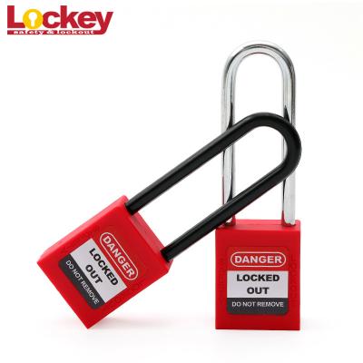 China Durable Lockout Tagout 76mm Long Plastic Shackle Safety Padlock for sale