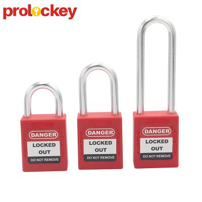 China Industrial 38MM Aluminum Steel and Nylon Shackle Safety Padlock, Loto Manufacturer Keyed Alike Safety Padlock for sale