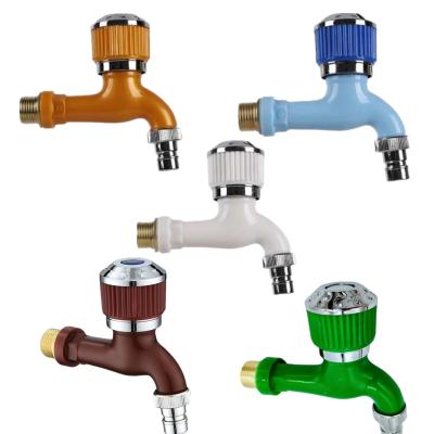 China Quick Opening PP ABS PP Tap Traditional Plastic Cold Water Faucet Green White Yellow Brown Blue for sale