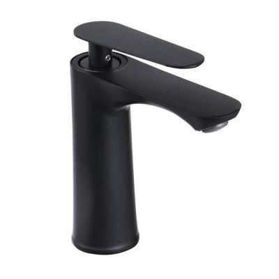 China Metered Faucets Black Basin Bathroom Sink Faucet Single Hole Matte Black Hot And Cold Bathroom Faucet Faucet for sale