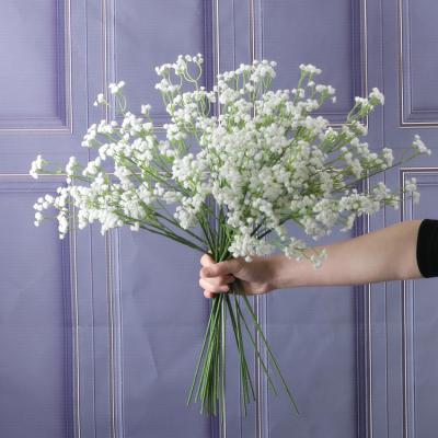 China Eco-friendly Simulate Baby's Breath Soft Plastic Flowers 80 Heads White Artificial Flowers For Artificial Decoration Wedding for sale