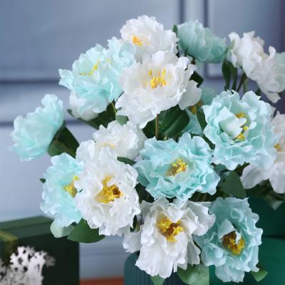 China Eco-friendly Wedding Decor Artificial Silk Peony Flowers 3 Heads 10cm Peony Flowers For Centerpieces Decoration For Wedding for sale