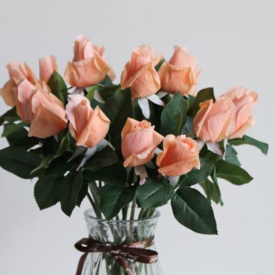 China Wholesale Beautiful Artificial Flower Eco-friendly Rose Real Touch 6cm Rose Flower Wedding Simple Decoration for sale