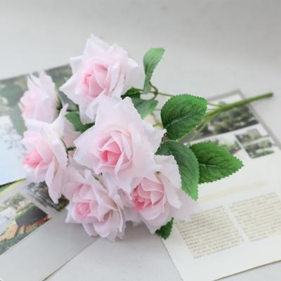 China Manufacturer Supplier 7 Eco-Friendly Heads Lace Artificial Rose Flowers All Second Hand Artificial Flowers Decorative Group for sale