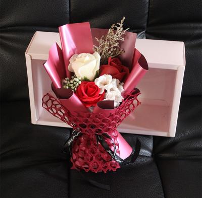 China Sale Soap Flowers Eco-friendly Bouquet Gift Box Amazon Artificial Flower With Dry Flower For Birthday Valentine's Day Gift for sale