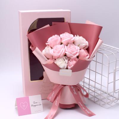 China 11 Heads Eco-friendly Hot Selling Popular Christmas Romantic Gift Box Soap Bouquet Flowers Artificial Rose Flower Gift Box for sale