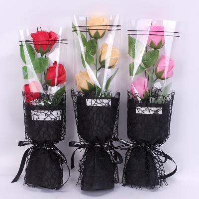 China Eco-friendly All Occasion Gift 3 Pcs Soap Roses Flower With Packing Lovely Small Gift For Promotion Cheap Artificial Flower for sale