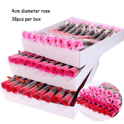 China Bulk Sale Eco-friendly Artificial Soap Rose Flower Single Rose With PVC Gift Packing Small Fragrant Flower For Decoration for sale