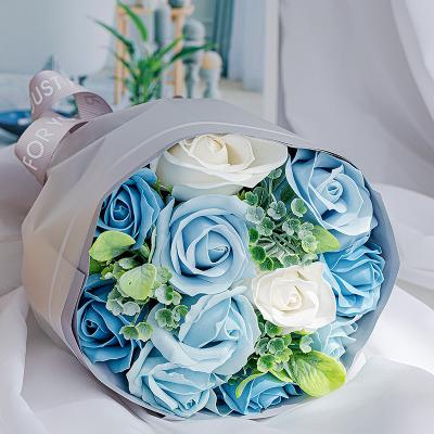 China 2022 Newest Design Eco-friendly Round Soap Rose Big Bouquet With Gift Bag Decorative Flowers For Valentine's Day Gift for sale