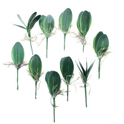 China Manufacturer Sale Eco-friendly Artificial Ochid Leaves 5 Leaves Real Touch Green Artificial Plant Accessories Butterfly Orchid Leaves for sale