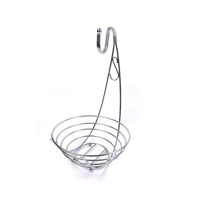 China Metal Viable Round Tabletop Kitchen Basket Storage Fruit Basket Hanging Fruit Basket with Banana Hanger for sale