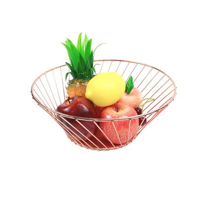 China Metal Mesh Bread Storage Holder Gold Kitchen Fruit Basket Viable Wire Fruit Bowl Metal Steel Fruit Basket for sale