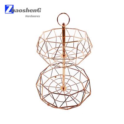 China Home Kitchen Fruit Basket Bowl Detachable Metal Wire Bread Holders Sustainable Fruit Rack 2 Tier Fruit Basket for sale