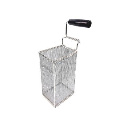 China Sustainable Rectangular Mesh Deep Fryer Basket Stainless Steel French Fries Basket for sale