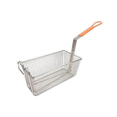 China Sustainable Restaurant Wire Fry Basket Home French Fries Serving Rack Potato Deep Fryer Basket for sale