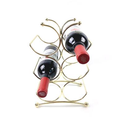 China Sustainable Freestanding Countertop Wine Bottle Storage Rack Wine Cellar Bar Metal 6 Bottle Wine Rack for sale