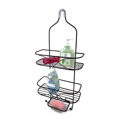 China Wall Mounted Type Shower Trolley Basket Metal Storage Rack Bathroom Hanging Shelf Over Head Shower Trolley for sale