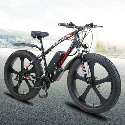 China Factory wholesale 26 inch 48v13ah1000w steel mountain bike adult electric bicycle beach bike 4.0 high carbon high carbon steel tire for sale